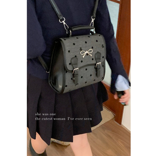 学院风波点帆布双肩包包女夏季 潮韩国背包百搭休闲旅行包 2026新款
