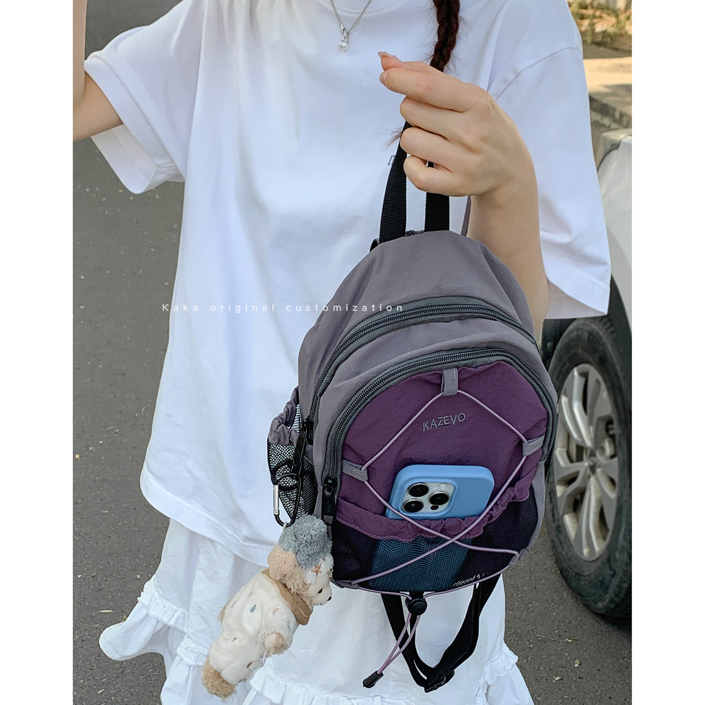 户外尼龙帆布双肩包包女2026新款潮时尚学院风背包休闲单肩旅行包