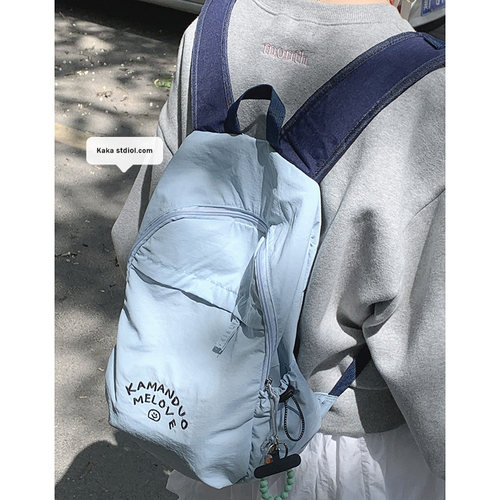 韩国尼龙帆布包包女2024新款潮时尚休闲双肩背包休闲大容量登山包