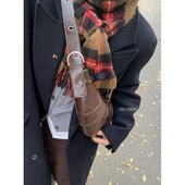 超复古牛角包包女秋冬2024新款 潮时尚 韩国马鞍包百搭斜挎包水饺包