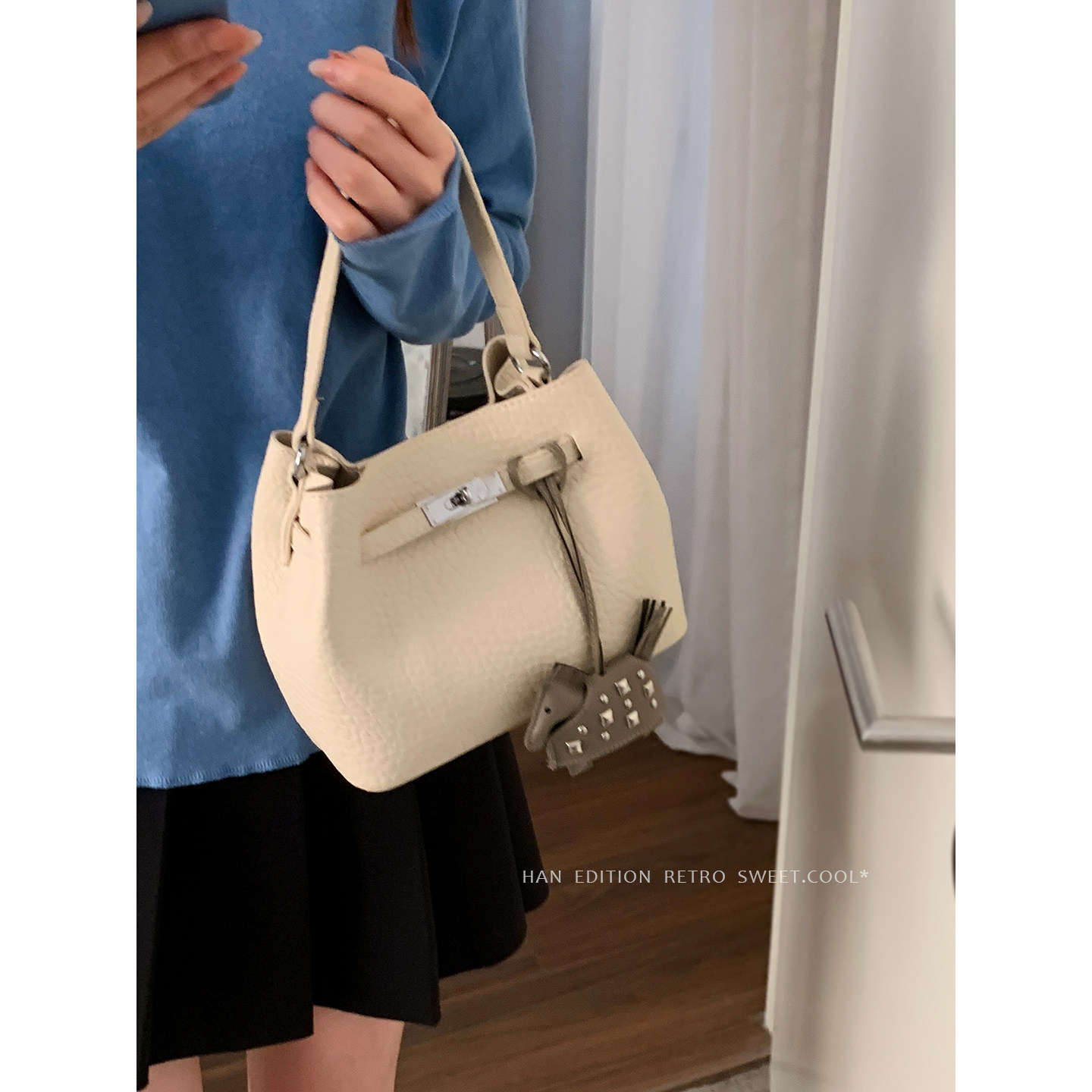 春季手提包包女2026新款潮时尚韩版凯莉包简约高级感单肩斜挎包