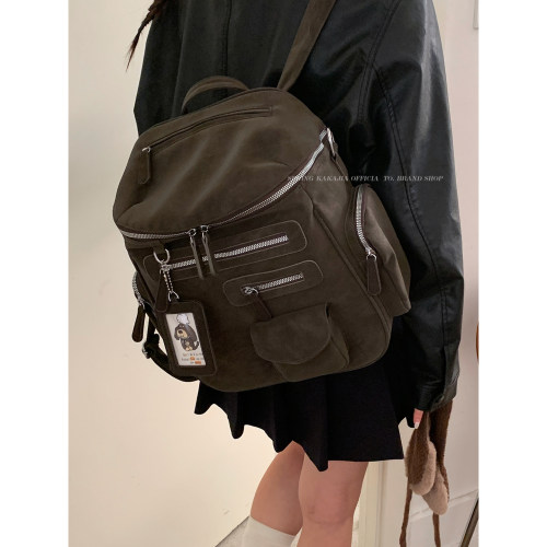 咔咔家美拉德风格机车包双肩包