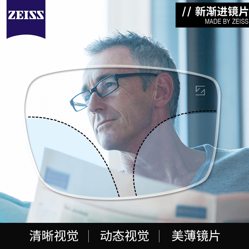 zeiss德国蔡司室内型新纯锐铂金膜渐进多焦点近视定制臻锐镜片