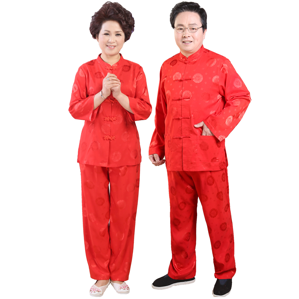 夏季女士红色爷爷奶奶情侣唐装