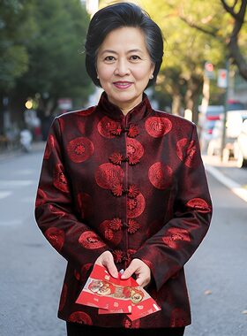 女士生日外套刺绣绸缎棉袄唐装