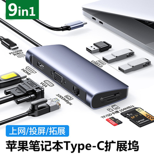 C转HDMI千兆网线拓展坞 适用苹果笔记本USB C扩展坞九合一 Type