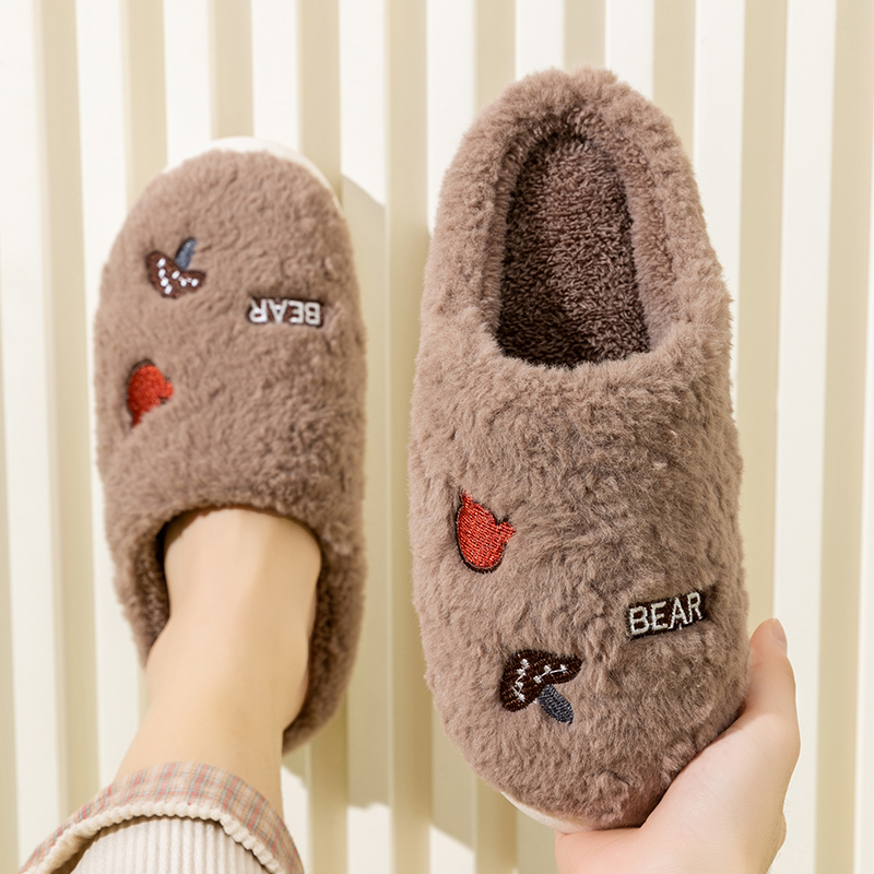 棉拖鞋男士秋冬季保暖毛毛绒月子室内家居家防滑厚底踩屎感情侣女