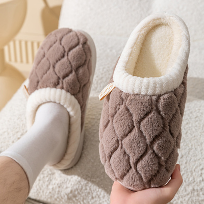 棉拖鞋男士冬季2024新款室内家居家用保暖加绒毛毛情侣厚底春秋女