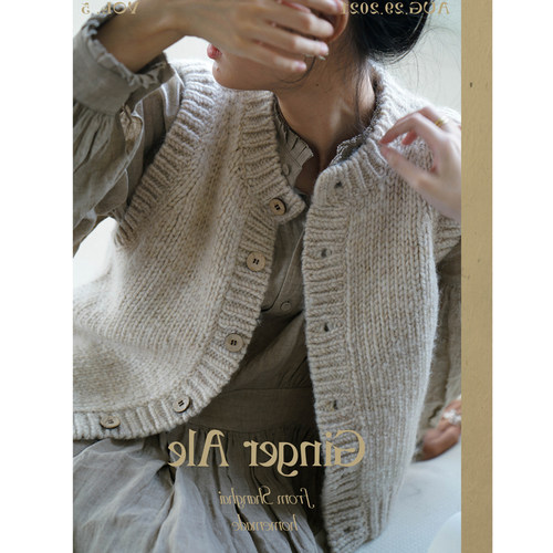 单排扣圆领粗棒针马甲