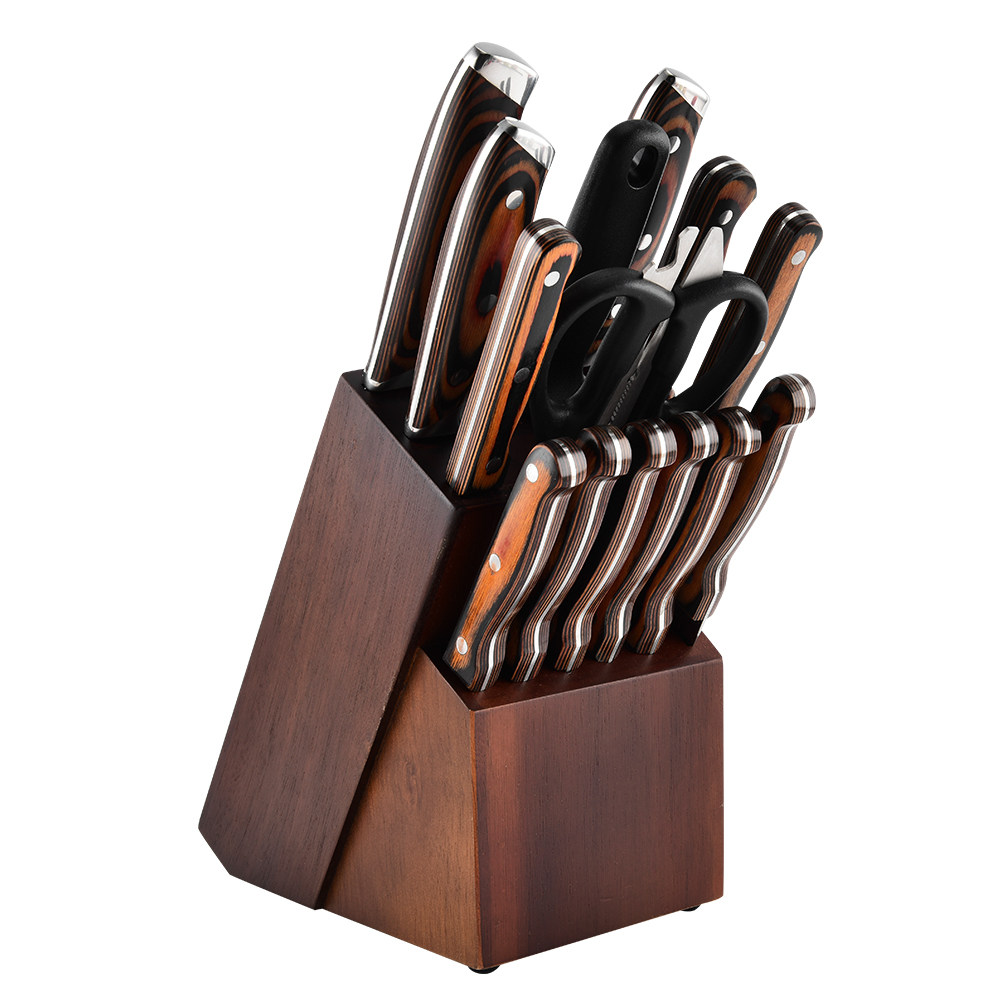 中式木质收纳架刀具套装