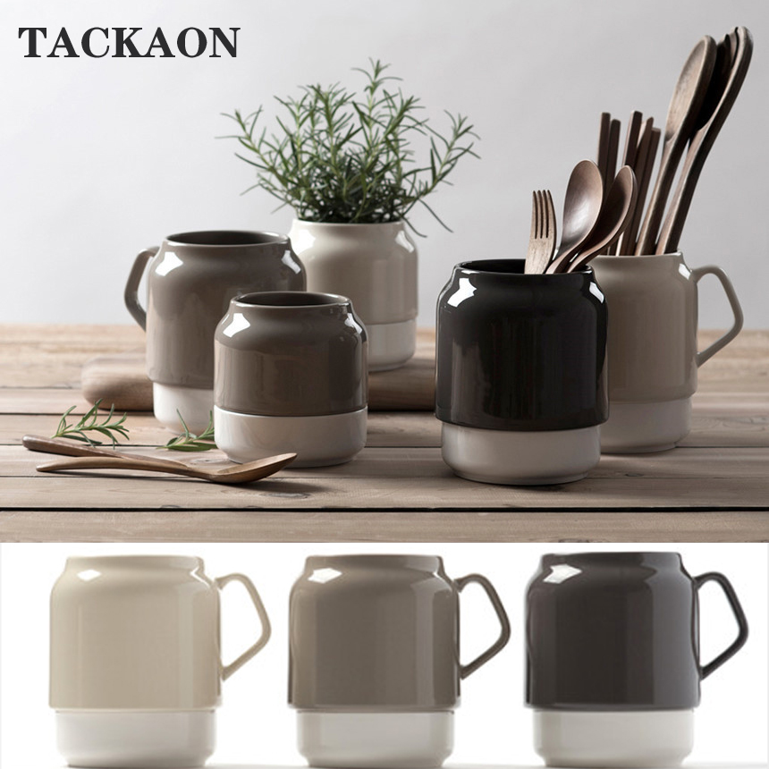 韩国直邮 tackaon陶瓷筷笼 厨房筷子勺子筒 简约沥水收纳置物架