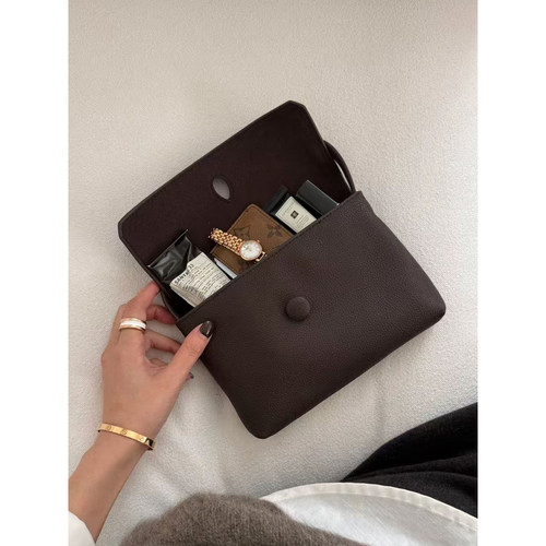 TOFOD极简牛皮翻盖手提小包