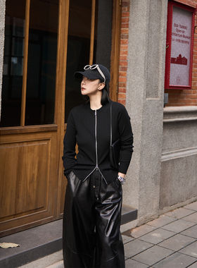 TOFOD 爱豆的四季 80支黄金羊毛精纺羊毛拉链开衫毛衣针织打底衫