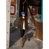 TOFOD 咖啡貂皮草外套宽松短大衣 中古款 马哈根 本色水貂