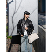 皮衣外套 小香风棒球款 宽松机车皮衣夹克 巴黎有约 TOFOD