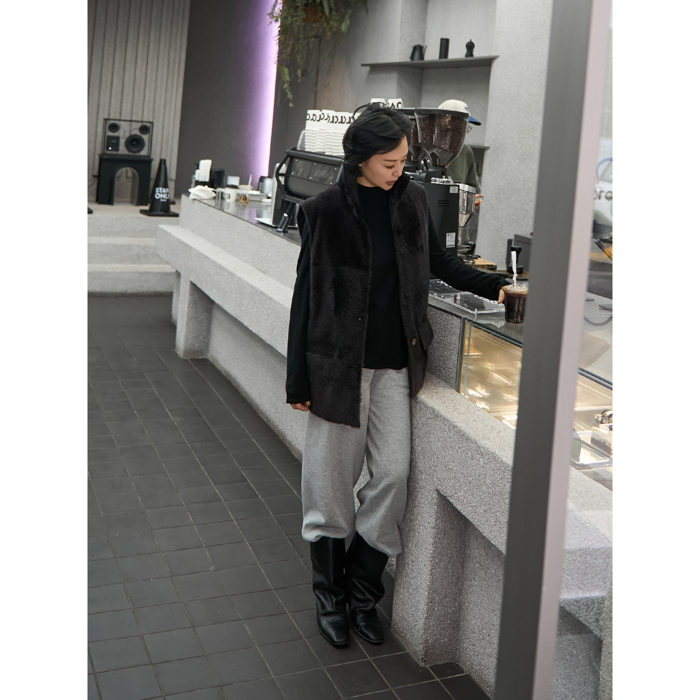 TOFOD 悉尼的光 羊绒小拉贡LACON皮毛一体鹅绒羽绒马甲皮草外套