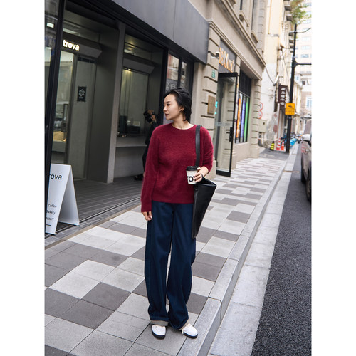 TOFOD 日本岗山牛仔 彩牛加绒宽松弯刀裤 宽松奶奶裤牛仔裤