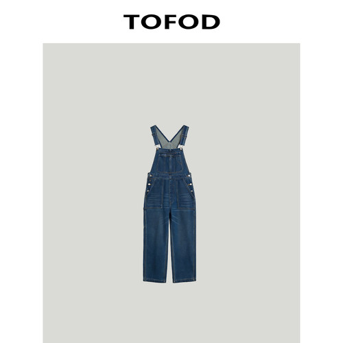 TOFOD 布鲁克林  美式街头时髦减龄背带牛仔裤