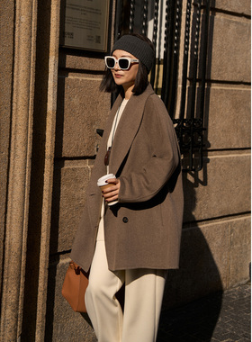 TOFOD  ROW加厚小羊绒大衣 宽松双面呢外套一手长大衣