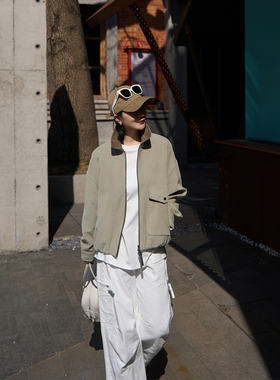 TOFOD 沙漠阳光 南非进口麂皮绒 老钱风休闲短外套拉链夹克开衫