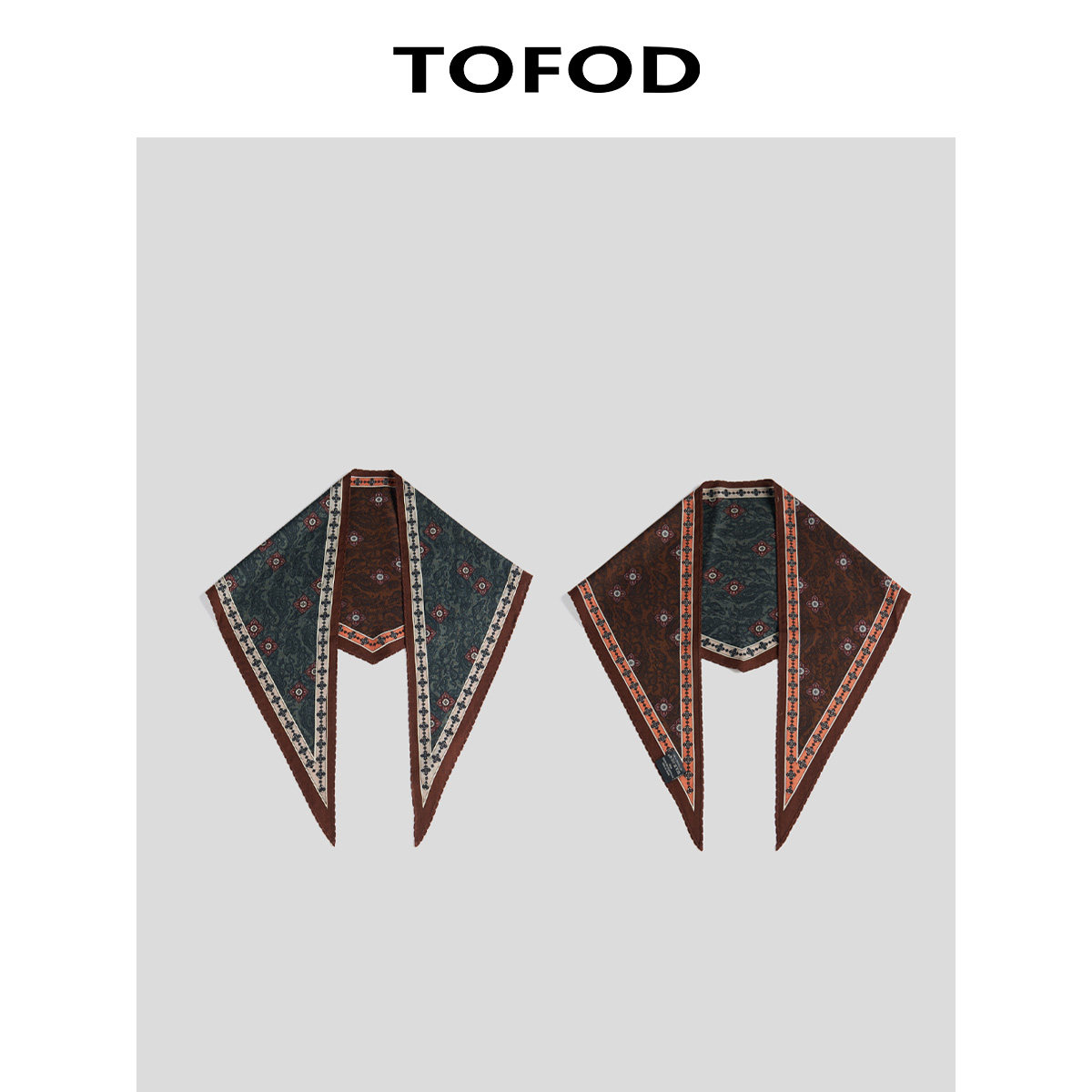 TOFOD 老钱玩家 复古双面精纺羊毛三角巾丝巾老钱风高级感系脖图片