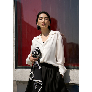 TOFOD 杜拉拉 重乔真丝衬衫极简老钱风西装领开衫桑蚕丝长袖衬衣