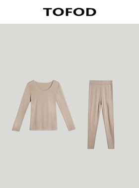 TOFOD 暖宝宝 祼肤感 岛国发热山羊绒圆领上衣裤子打底保暖套装