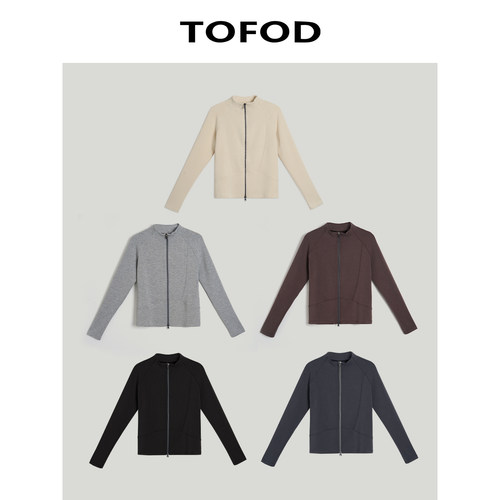 TOFOD显瘦针织拉链开衫女百搭
