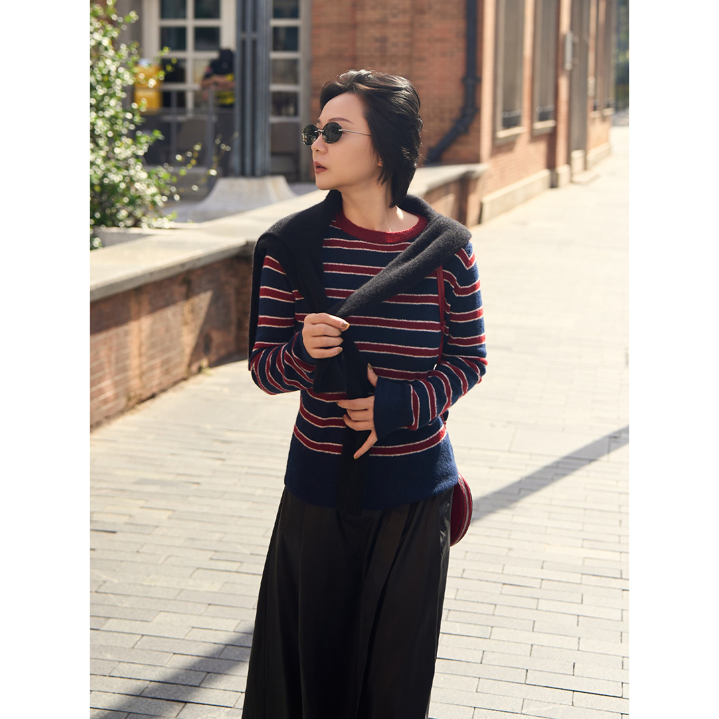 TOFOD 尤加利学院  丝羊绒复古撞色条纹圆领针织上衣打底衫,女装/女士精品,毛针织衫,淘宝优惠券,粉丝福利购,淘宝优惠卷