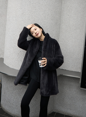 TOFOD 夜明珠 紫金级天鹅绒水貂高级皮草外套秋冬一手长慵懒大衣