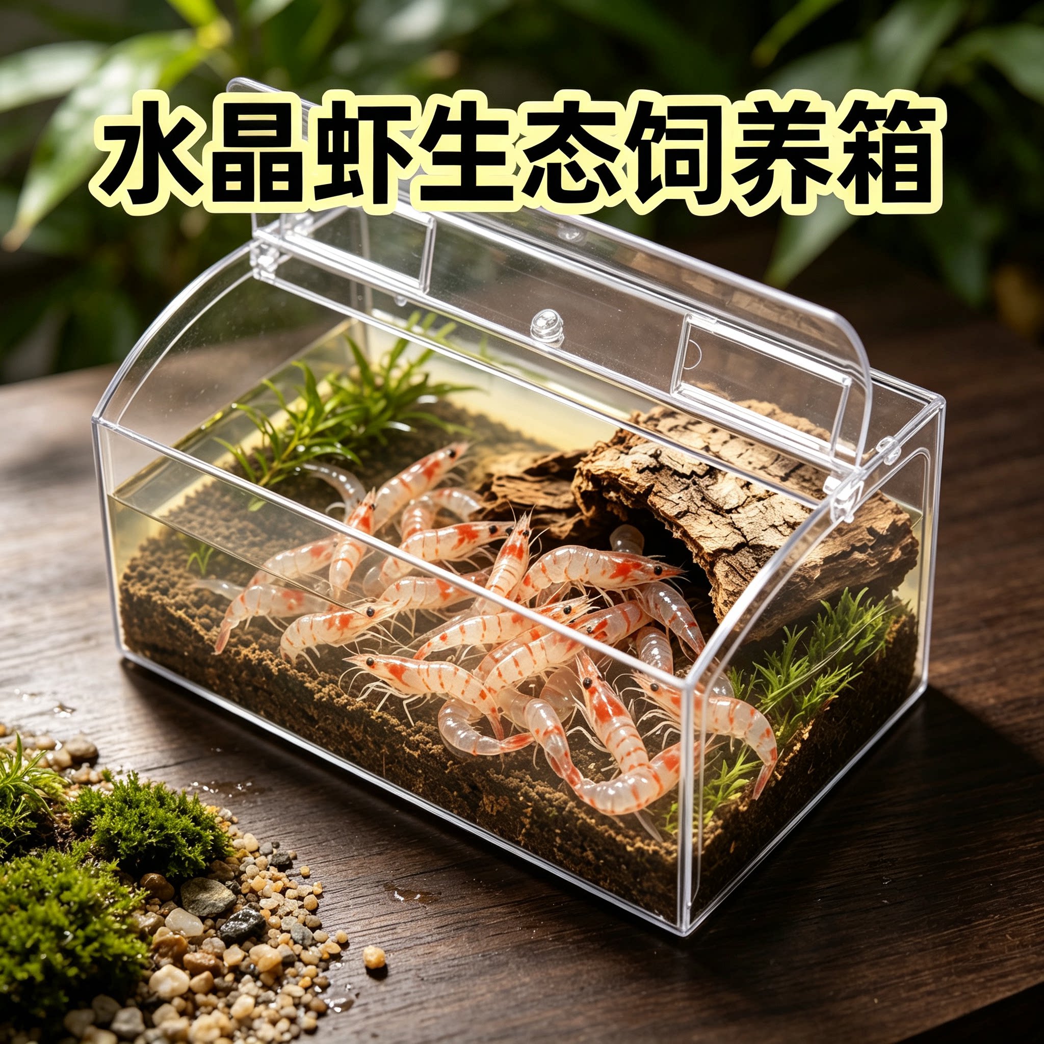 水晶虾专用饲养箱生态缸雨林缸造景缸养殖箱透明展示观赏桌面缸图片