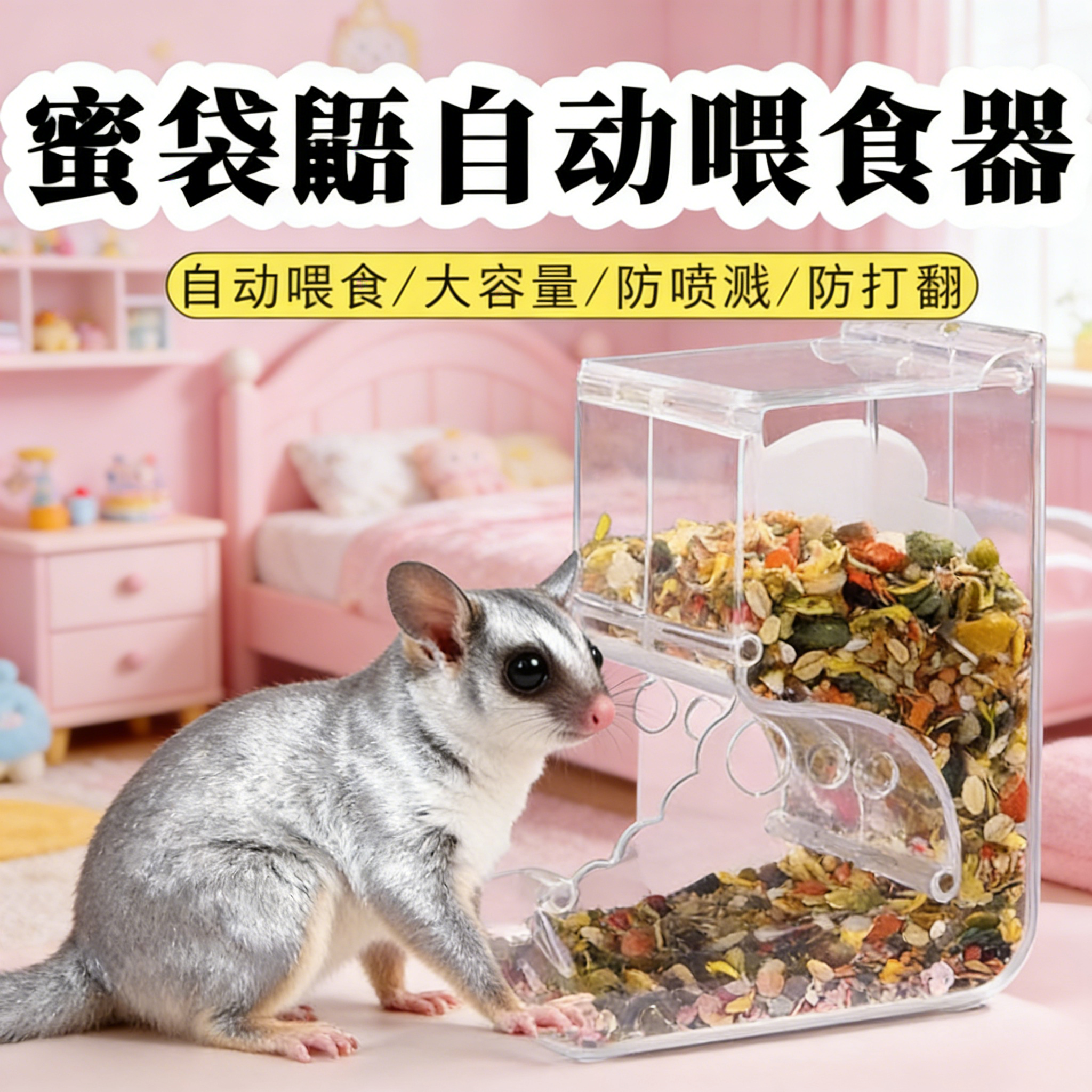 宠物用品蜜袋鼯食盆自动喂