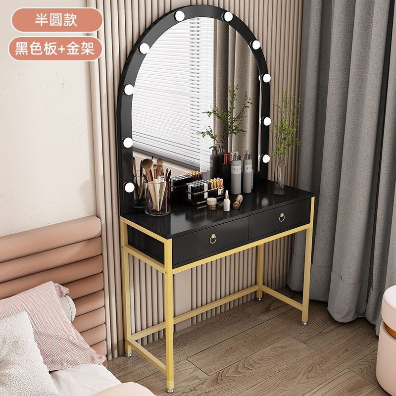 网红影楼化妆台带灯婚纱店梳妆台双面镜简约美容院培训化妆桌