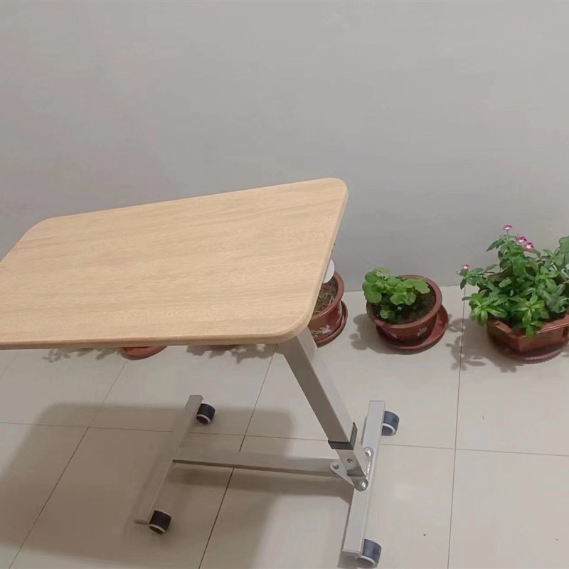 医院病房可移动升降餐桌木制餐桌升降床边桌护理床用餐板懒人桌