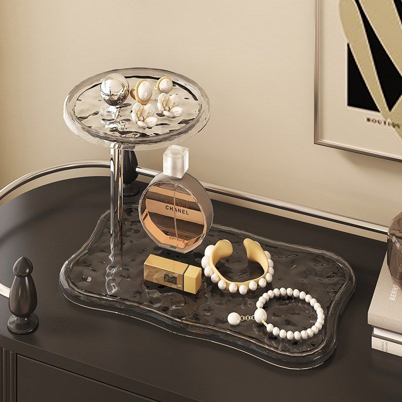 多层置物架化妆品梳妆台桌面水波纹极简浴室架子卫生间透明收纳架