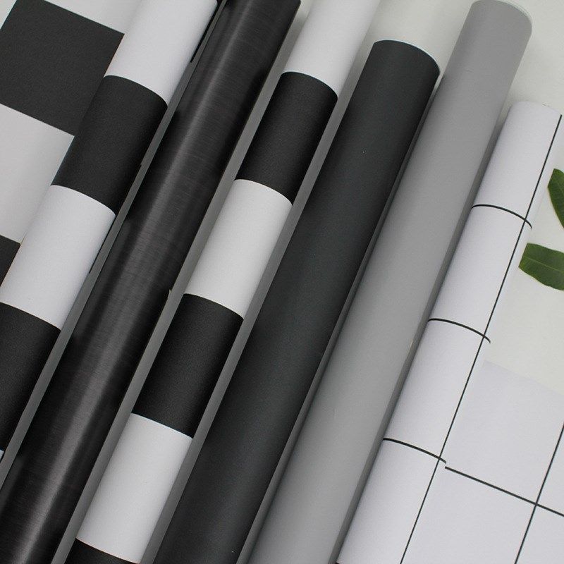 自粘PVC防水黑白条纹墙纸格子卧室餐馆奶茶店咖啡厅商铺纯色壁纸,家居饰品,软装墙贴,淘宝优惠券,粉丝福利购,淘宝优惠卷