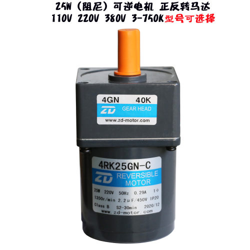 ZD中大25W阻尼马达 可逆正反转电机4RK25GN-C-A 4GN3K-200K-750K