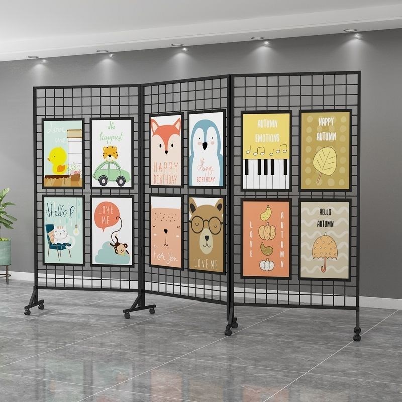 折叠网格展示架画展画室幼儿园作品展示架移动展览架户外美术展示