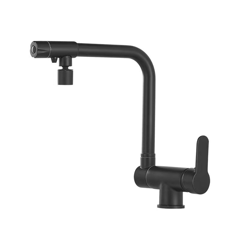 不锈钢冷热可旋转折叠冷热水龙头 双转动横三通侧开菜盆面盆龙头