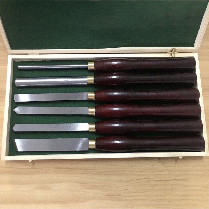 车木刀木盒+内托高档6PCS锋钢刀雕刻凿 木工工具 6件套车刀