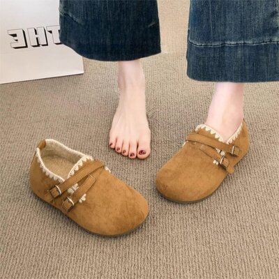 厚底全包勃肯鞋女鞋冬季2025新款爆款增高豆豆鞋博肯棉鞋乐福鞋34