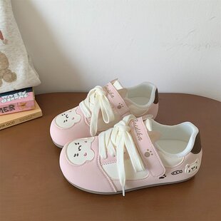 学生可爱百搭小众设计感平底魔术贴板鞋 德训鞋 新款 2026春季 子 女款