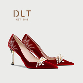 春季 婚纱秀禾两穿主婚鞋 女红色不累脚中式 2025年新款 敬酒高跟单鞋