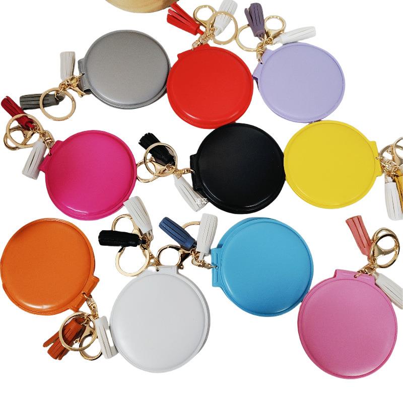 韩版流须双面镜子包包挂件 折叠补妆小化妆镜 创意女士礼品钥匙扣