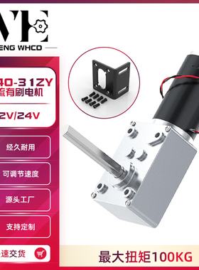 5840-31ZY长轴蜗轮蜗杆微型马达大扭力直角调速正反转减速电机12V