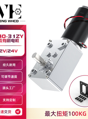 5840-31ZY蜗轮蜗杆微型马达大扭力直角调速正反转减速电机12V 24V
