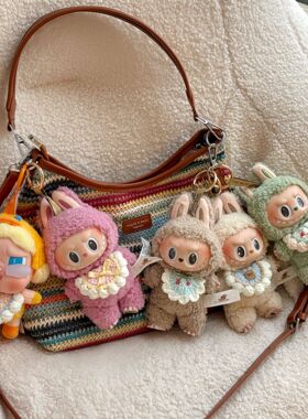 labubu娃衣123代可爱口水巾10cm娃娃口水兜自嘲熊拉布布娃衣围兜