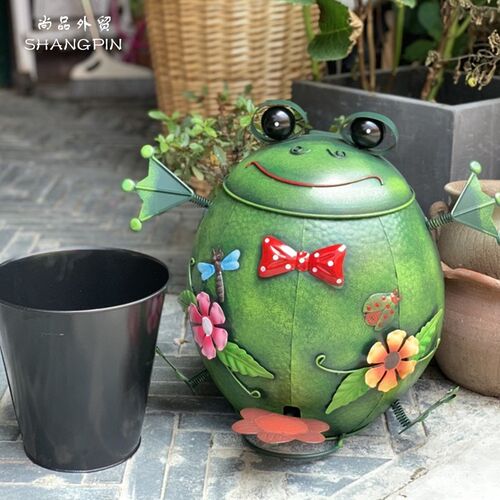 爆款户外庭院铁艺景观青蛙垃圾桶