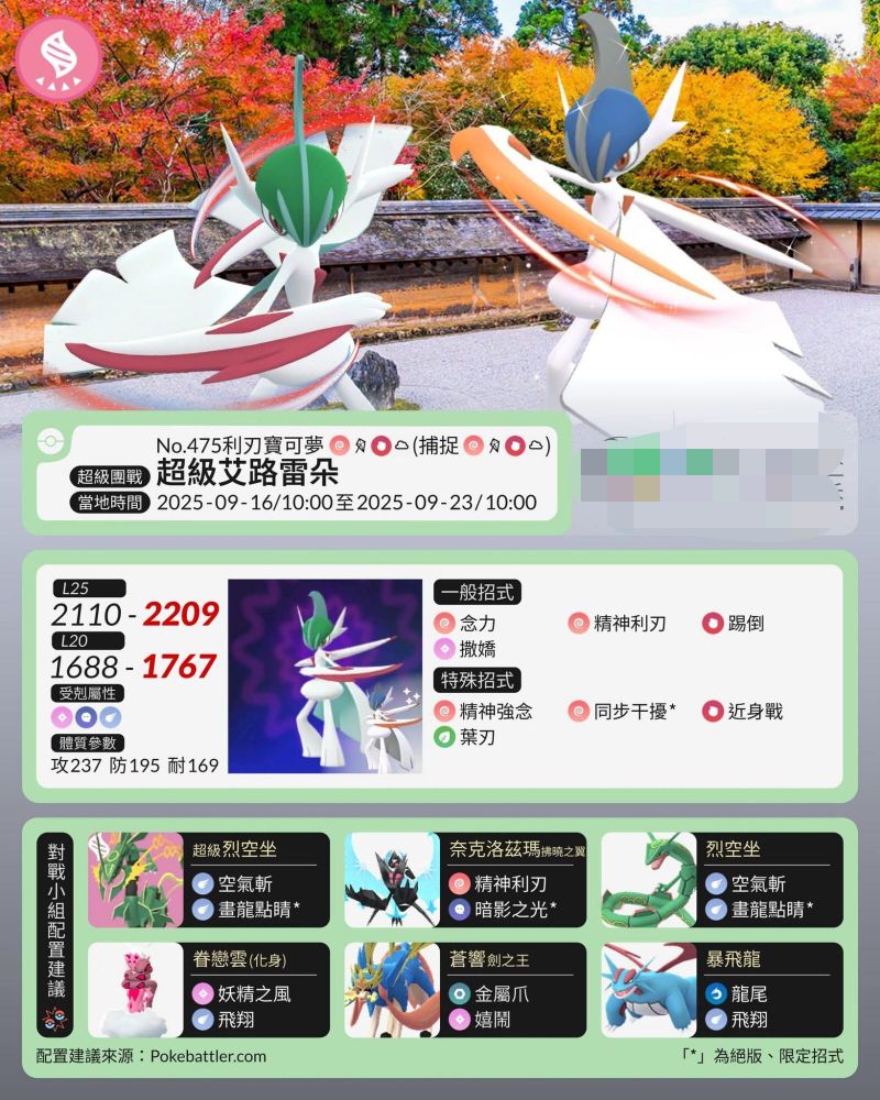 pokemon go代抓 飞机 沙奈朵 艾路雷朵 0.5/只 超级巨化团体战