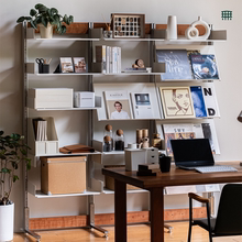 无即所有日式金属铝全落地置物架客厅玄关隔断免打孔实木收纳系统